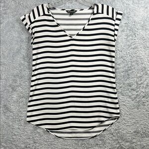 Express Black and White Cap Sleeve Fitted Tee